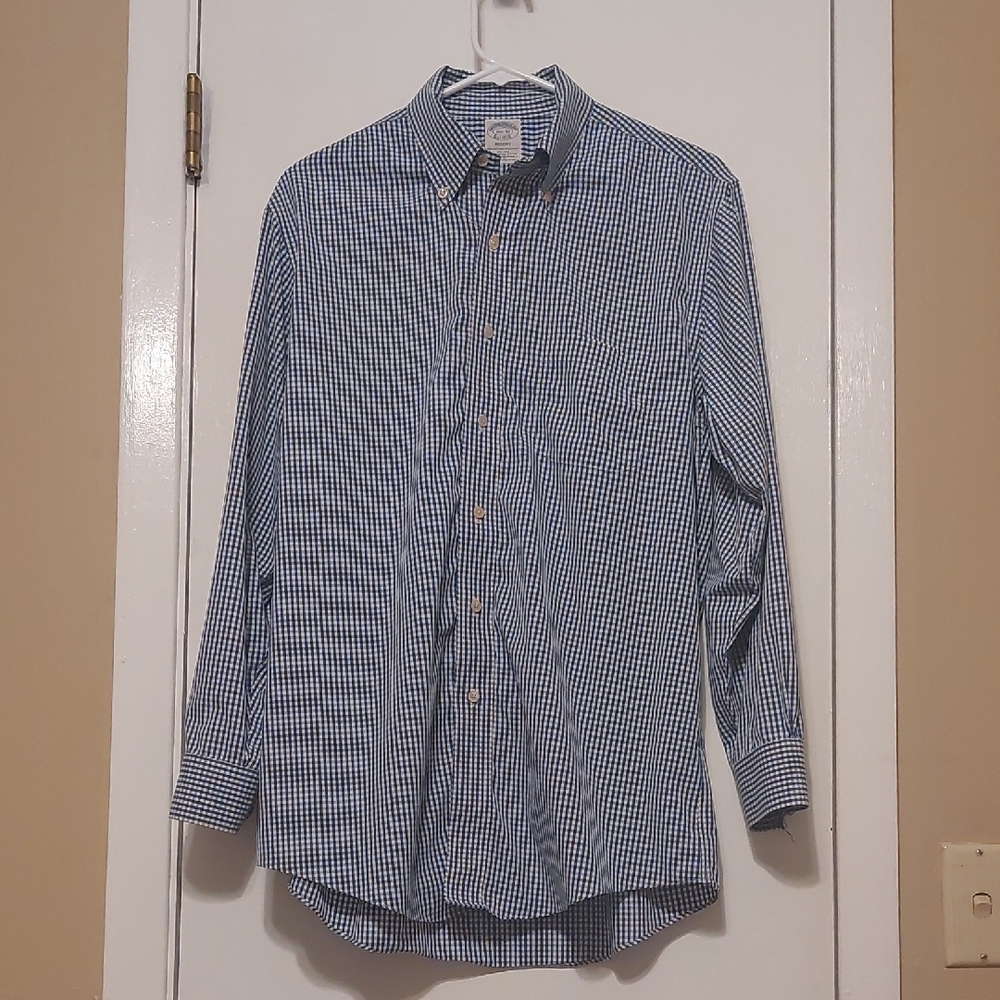 Brooks Brothers Navy Checkered Button Down Shirt